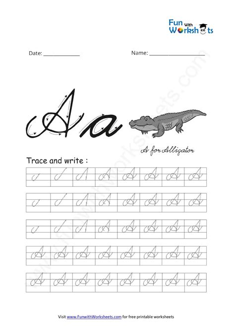 Cursive Handwriting Workbook , Learn Capital Letter A | Cursive writing ...