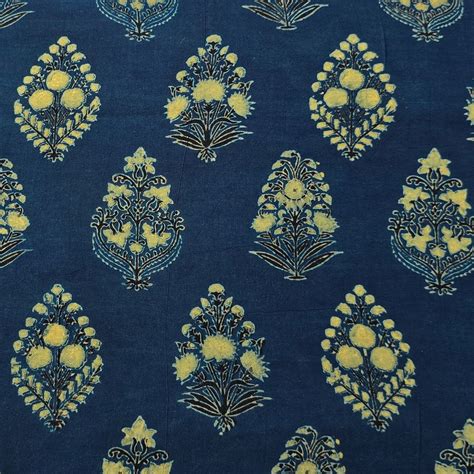 Pure Cotton Gad Ajrak Rust Blue With Rust Green Flower Motif Hand Bloc ...