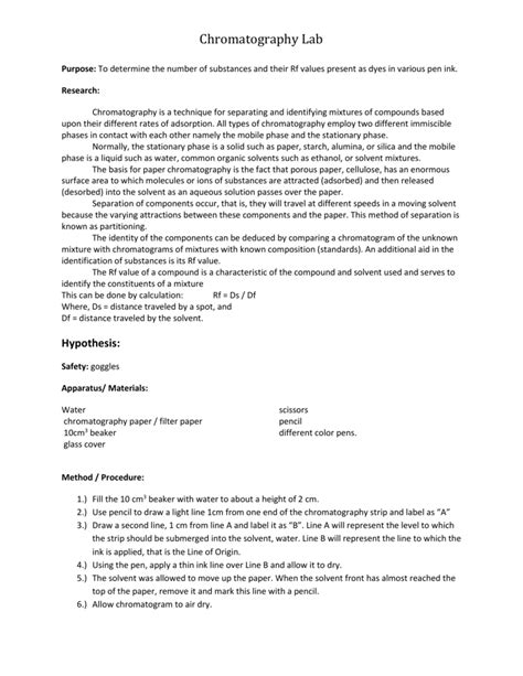 Image result for Chromatography Lab Method
