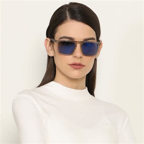 Buy Grey Transparent Dark Blue Full Rim Rectangle John Jacobs JJ Tints ...