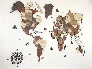Of the woodwork 3D Wood World Map Premium Wooden Wall Decor Map ...