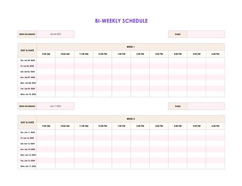 Image result for Work Week Schedule Template