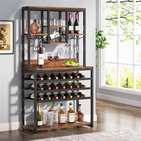 Amazon.com: Tribesigns Large Wine Rack Table, 10 Tiers Freestanding ...