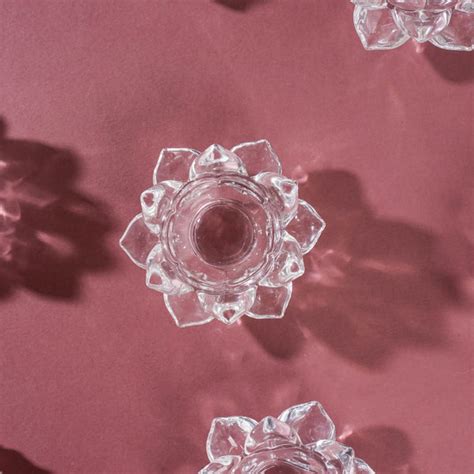 Lotus Glass Tea Light Holder Transparent Set Of 6 Online - Premium ...