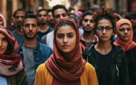 Arab people demonstrating together | AI-generated image