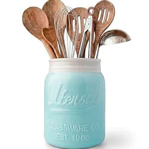 Comfify Wide Mouth Mason Jar Utensil Holder Decorative Kitchenware ...