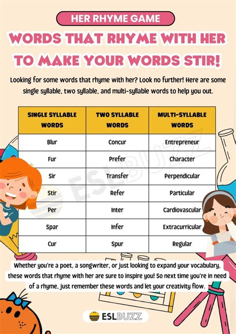 Words that Rhyme with Her to Make Your Rhymes Better - ESLBUZZ