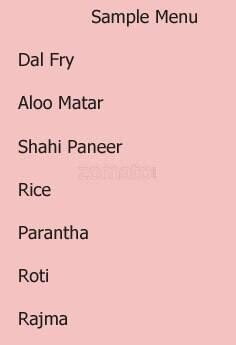 Menu at Hotel Natraj, Ghaziabad