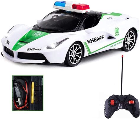 WISHKEY Rechargeable Remote Control Police Car with Lights, Cool High ...