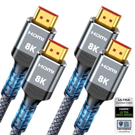 10K 8K HDMI 2.1 Cable 2-Pack 6.6FT, Highwings Certified 48Gbps Ultra ...