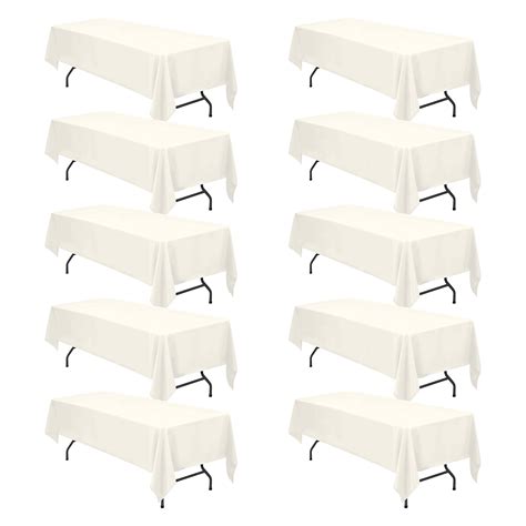 10 Pack Ivory Tablecloths for 8 Foot Rectangle Tables 60 x 126 Inch ...