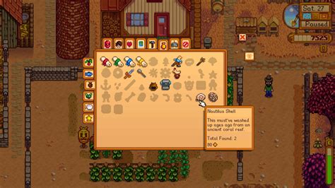 stardew valley - Nautilus shell? (Field Research community centre ...