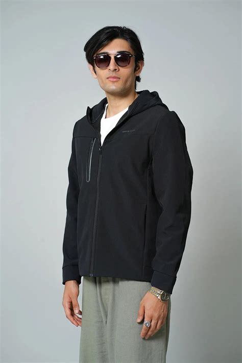 Buy Fort Collins Men's Black Windbreaker Jacket with Structured Zipper ...