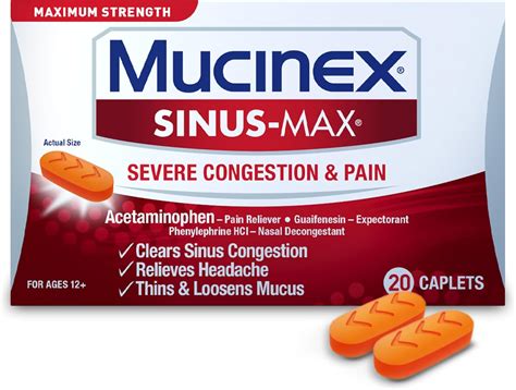 Mucinex Sinus-Max Max Strength Severe Tabletas para la congestión y el ...
