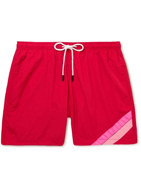 Solid & Striped - Straight-Leg Mid-Length Striped Faille Swim Shorts ...