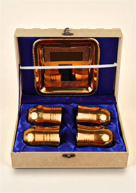 Wooden Box - Tray with Set of 4 Glass - WL5705 – Wedtree