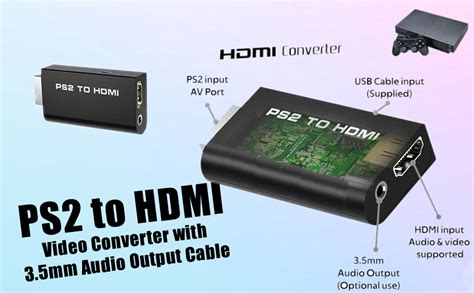 MESHIV PS2 to HDMI Converter Supports All PS2 Display Modes with 3.5mm ...