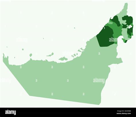 Map of United Arab Emirates with regions. Just a simple country border map with region division ...