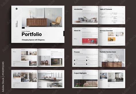 Interior Design Portfolio Template Design Layout Landscape Stock ...