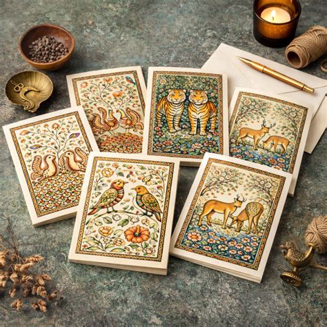 Brandian | Pack of 12 | Kalamkari Notecards with White Envelopes | 4x3 ...