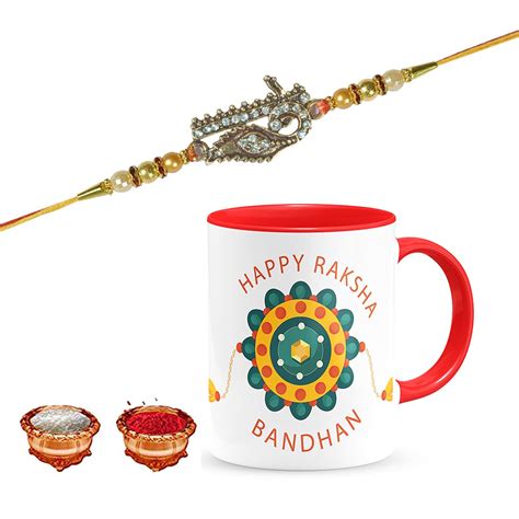 Buy Luvkushcart Rakhi Set with Red Coffee Mug Gift for Bhaiya Bhabhi ...