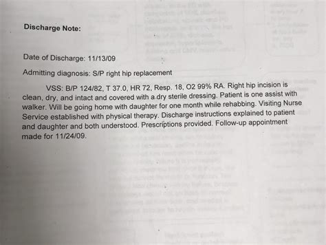 Image result for Discharge Progress Note Example