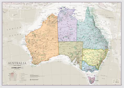 Australia Map Poster - A2-59 x 42 cm - Maps International - 50 years + of Map Making : Amazon.co ...