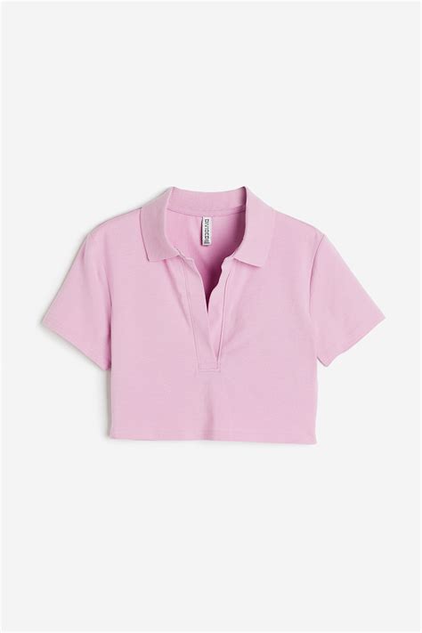 Women's Light pink Collared cropped top | H&M IN