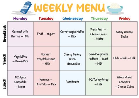 Menus Daycares - 10 Free PDF Printables | Printablee