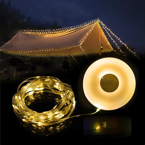 goldseaside Portable Camping String Lights, 2 in 1 USB Rechargeable ...