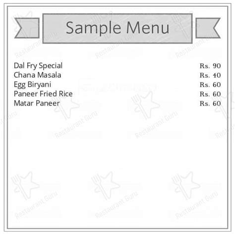 Menu at Tandan Dhaba, Raipur