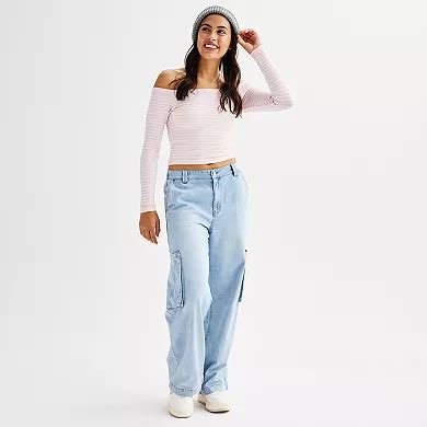Juniors' Vanilla Star Wide Leg Cargo Pants