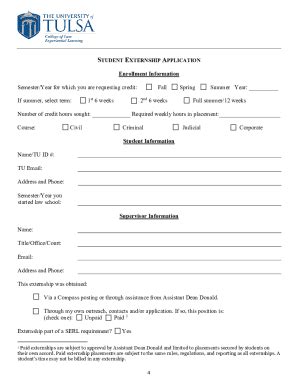Fillable Online law utulsa Externship Application Form - Rutgers Law ...