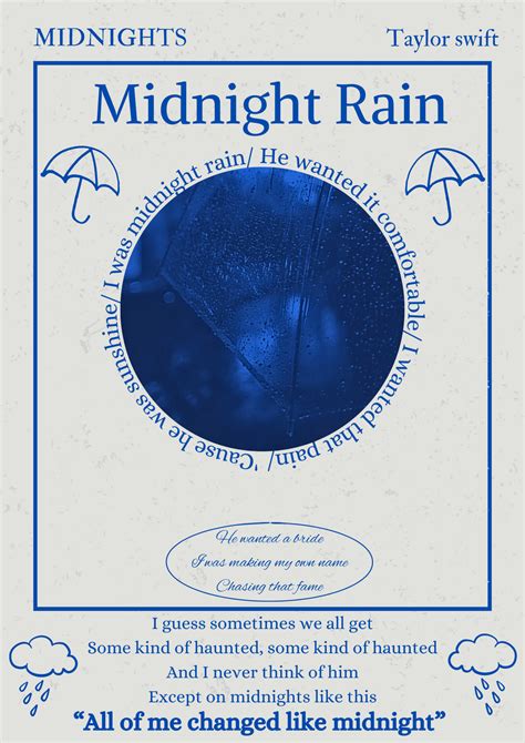 Midnight Rain Poster by Taylor Swift