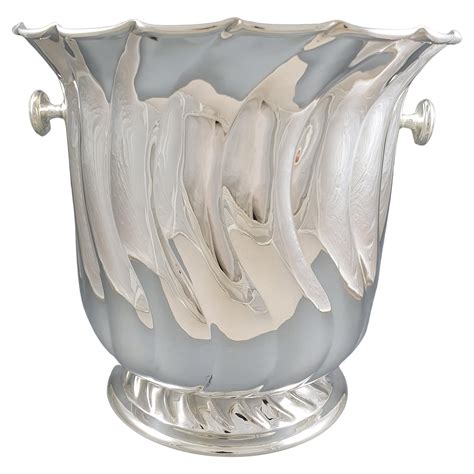 20th Century Italian Solid Silver Ceased Champagne Bucket for 3 Bottles ...