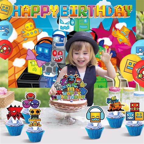 DooBey Geometry Dash Birthday Party Decoration, Include India | Ubuy