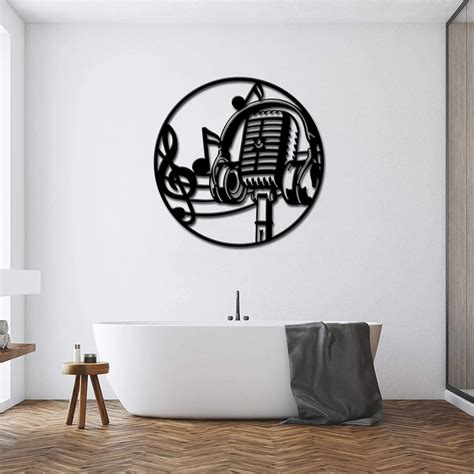 Buy Artmyharbor Music Metal Wall Decor Headphones and Microphone Wall ...