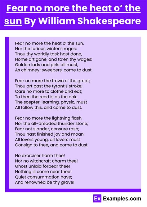 Fear no more the heat o’ the sun Poem by William Shakespeare to Download