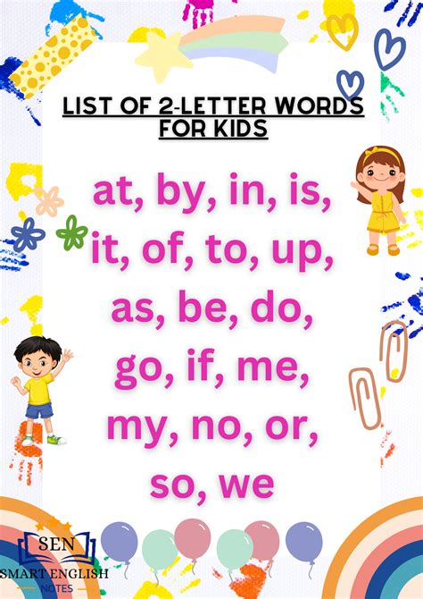 List of 2-letter Words For Kids to Learn With Meaning - Smart English Notes