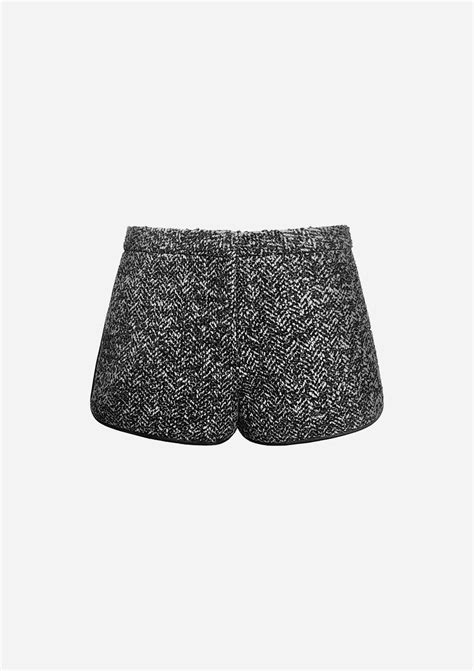 Pearl Herringbone Mid-Rise Shorts | THELAURENT