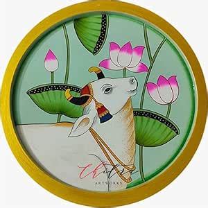 Buy Chitra artworks Hand-Painted Pichwai Painting on Wooden Round ...