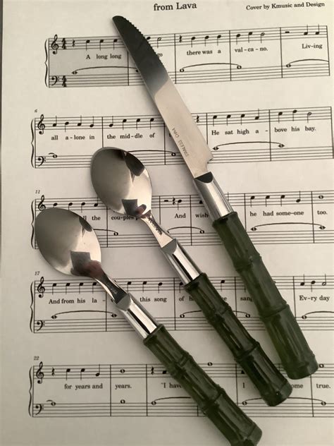 Green Lucite Bamboo Shaped Handle Flatware Spoon Knife Set - Etsy