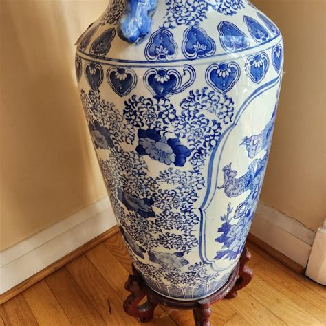 Large Oriental Asian Floor Vase 32" | EstateSales.org