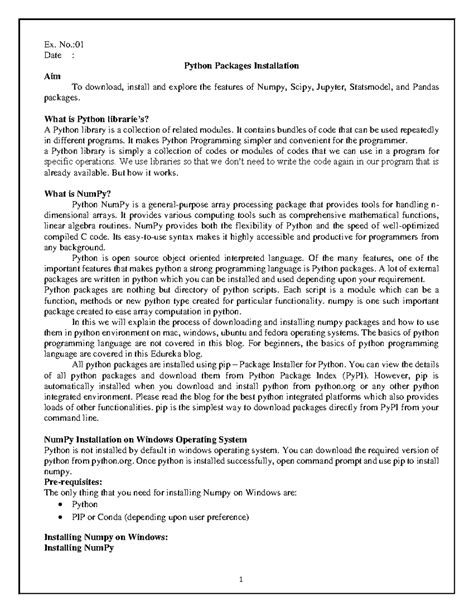 CS3361 Data Science Lab Manual - Ex. No.: Date : Python Packages ...