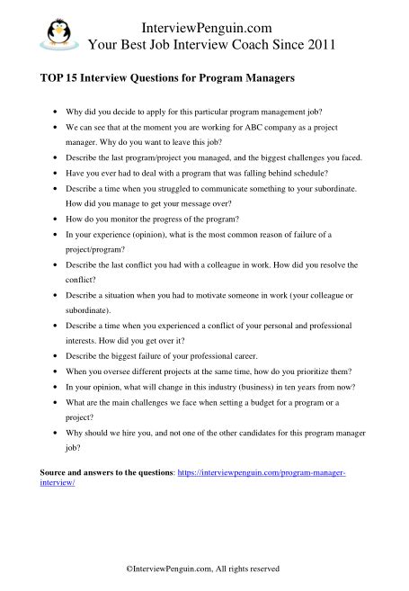 Image result for Program Manager Interview Questions Answers