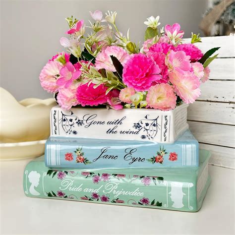 Scuyari Small Book-Shaped Decorative Planter - Ceramic Book Vase for ...