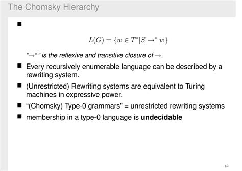 Linaer automata - Lecture notes 1-4 - The Chomsky Hierarchy L(G) = {w ∈ ...