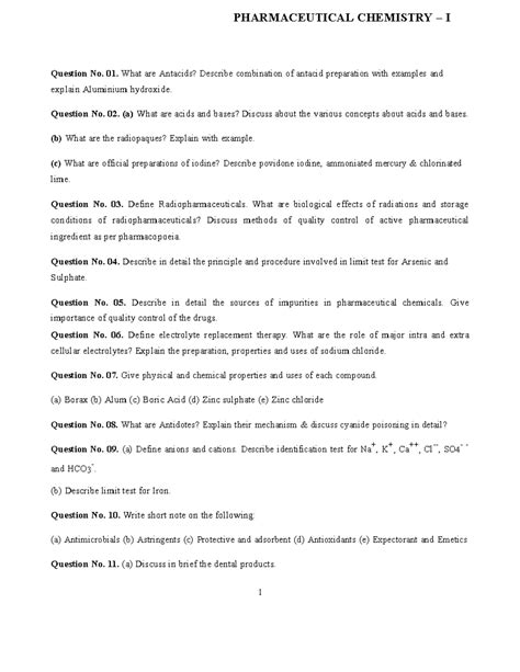 2112 Pharmaceutical Chemistry-I Lecture - PHARMACEUTICAL CHEMISTRY – I ...