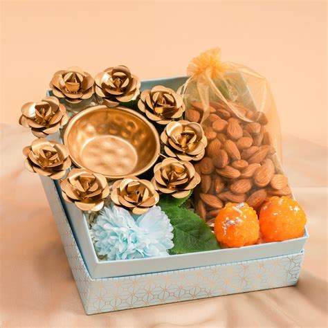 Love & Light Diwali Hamper - Urli, Laddoo Candle Gift Box – The Zappy Box