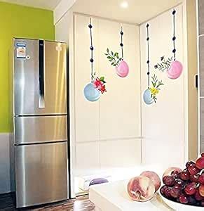 JAAMSO ROYALS Creative Hanging Flower Pots Design Wall Sticker for Wall ...